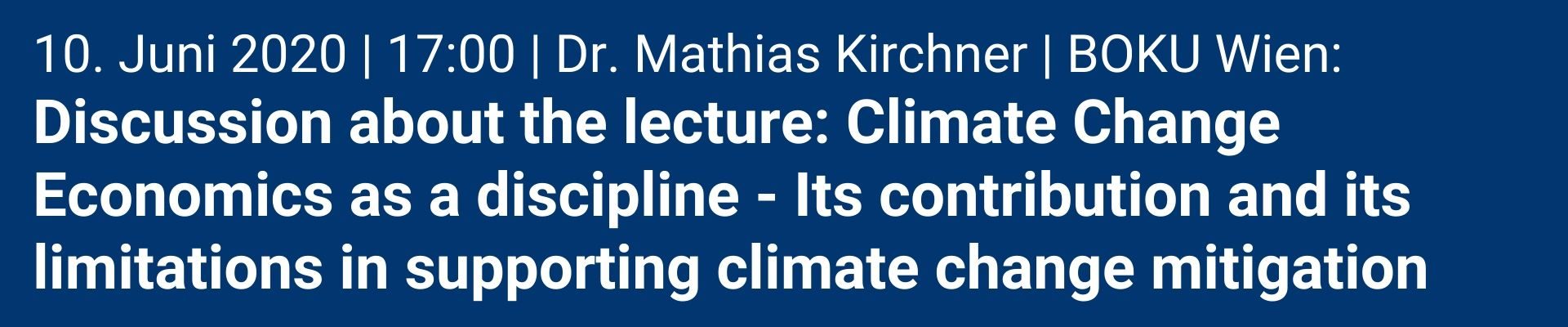 Climate Change Economics as a discipline